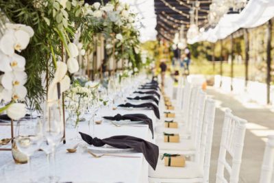 Dining table in wedding venue